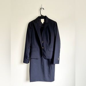 Navy Pinstripe J. Crew Wool Suit Dress and Blazer